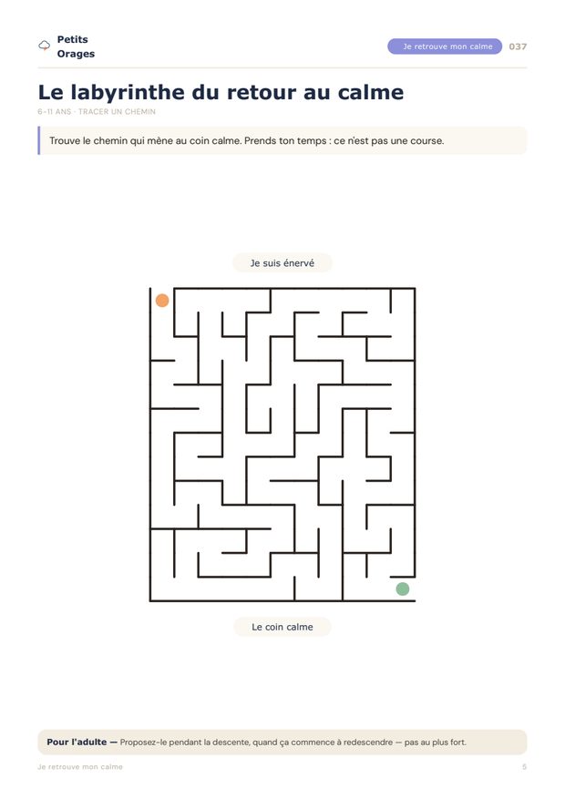 Activité Le labyrinthe du retour au calme
