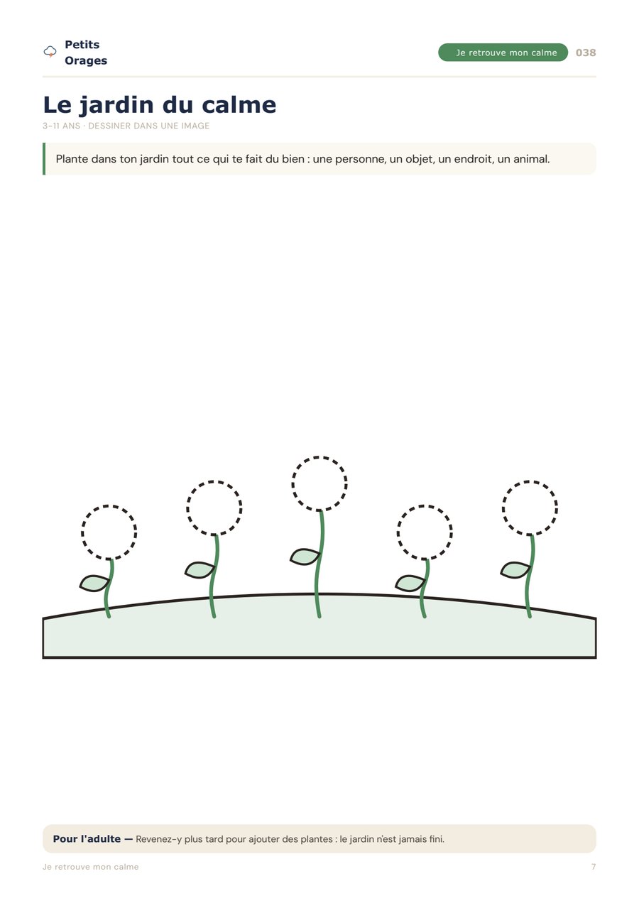 Le jardin du calme, une page à dessiner