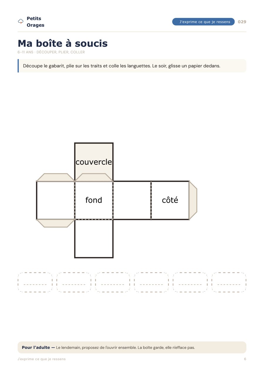 Activité Ma boîte à soucis